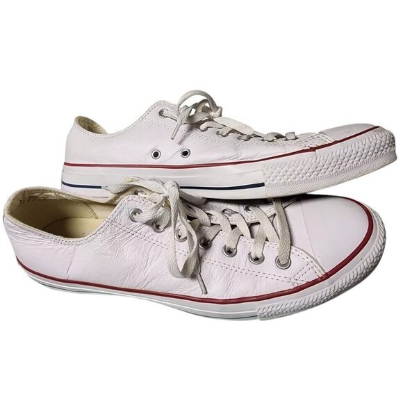 Chuck Taylor All Star Leather Ox 'White' Size M 12 W 14 Low Top Converse - Picture 1 of 8